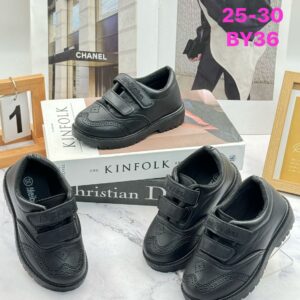 Meibaiun Kids' Black Leather School Shoes