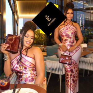 Women Floral Halter Neck Maxi Gown
